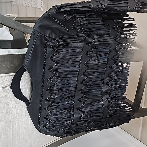 Marciano Fringe Leather Jacket - Picture 3 of 5